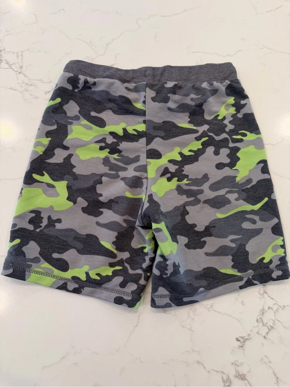 Kids Camouflage Pull-On Shorts in Gray & Lime - Unbranded